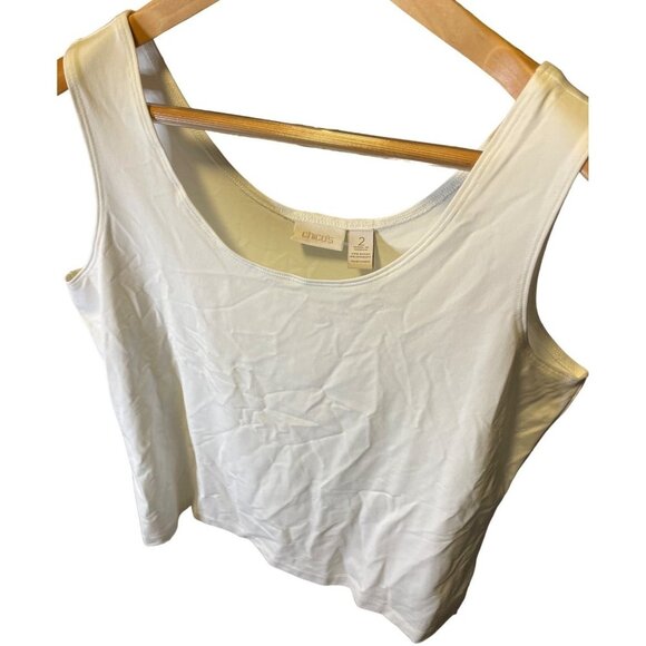 Chico's White Scoop Neck Sleeveless Pullover Tank Top Sz L - Picture 4 of 7